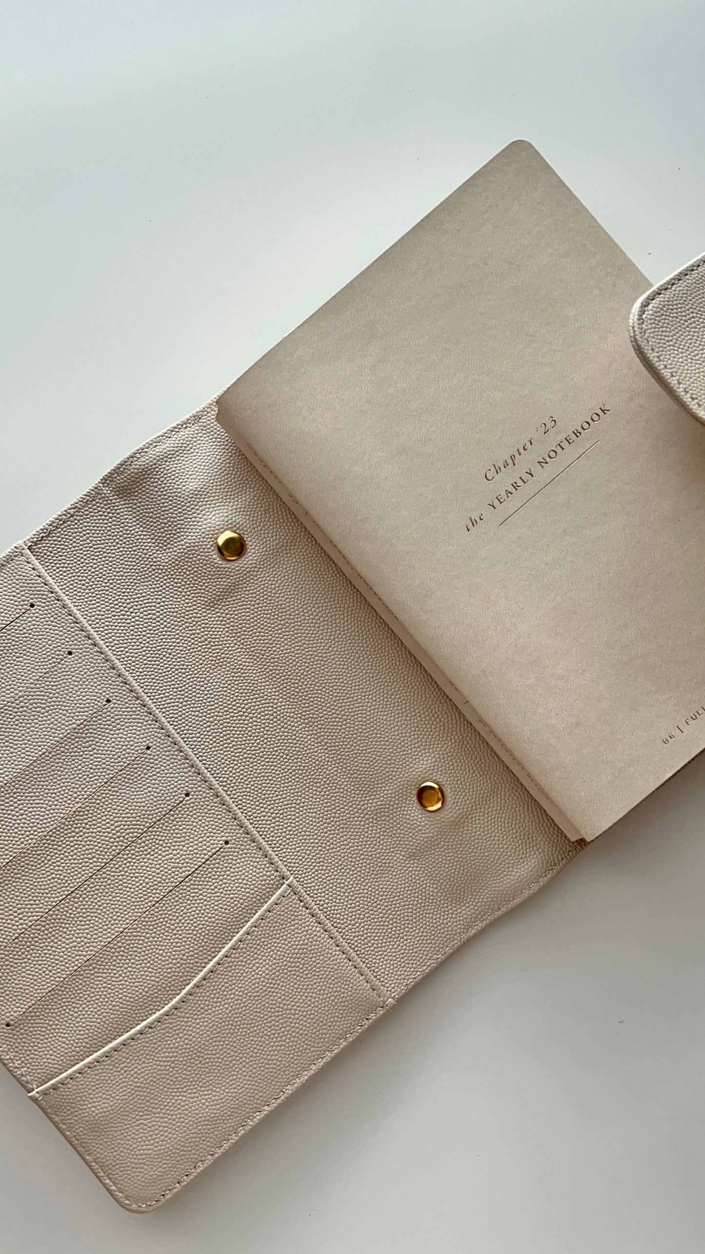 DE-RINGED B6 beige quilted caviar planner cover - snug fit