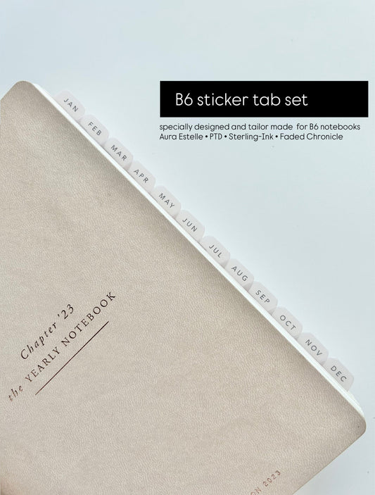 B6 plastic index tabs - months abbreviated