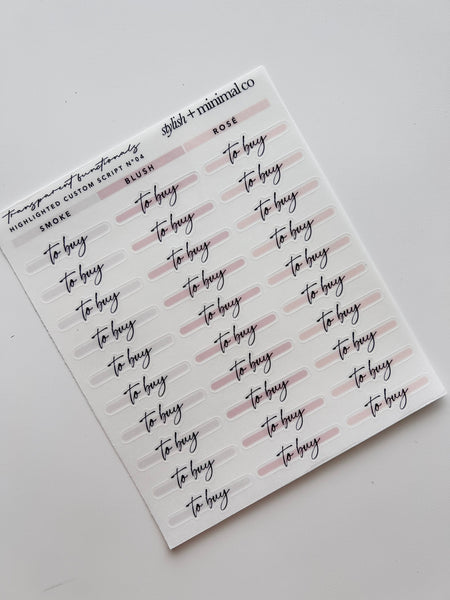 custom highlighted script Nº 4 sticker - pick your colors + text