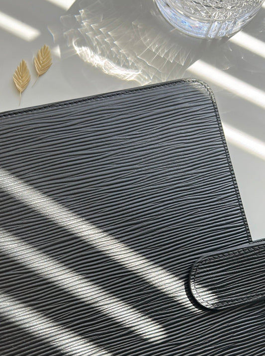 black A5 30mm rings - epi/saffiano genuine leather