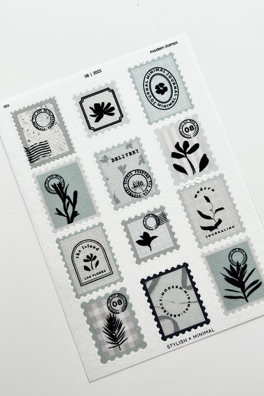 modern stamp sticker sheet