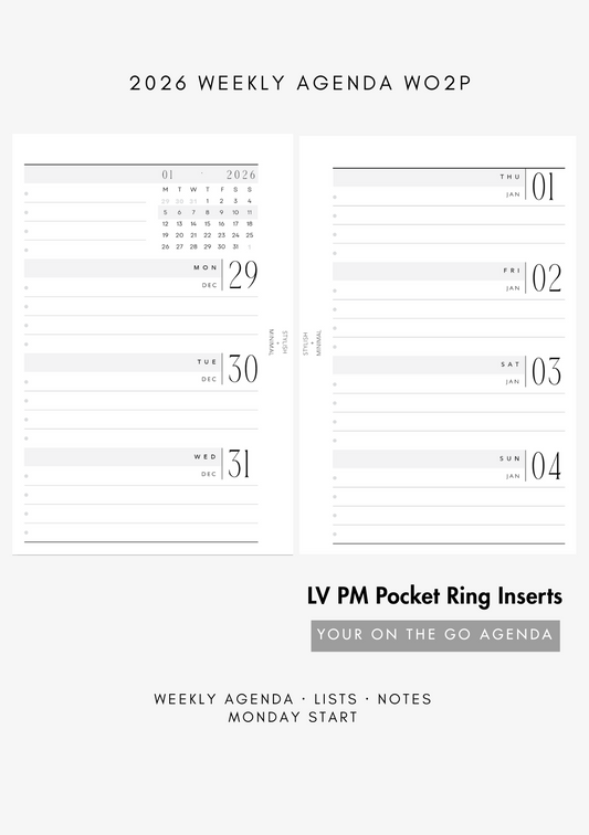2026 Weekly Agenda WO2P - Pocket + Personal rings