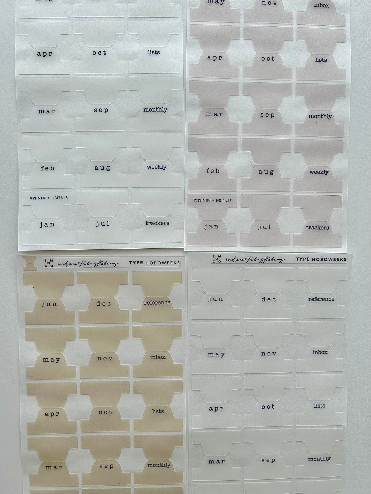 hobo WEEKS plastic index tabs - months abbreviated
