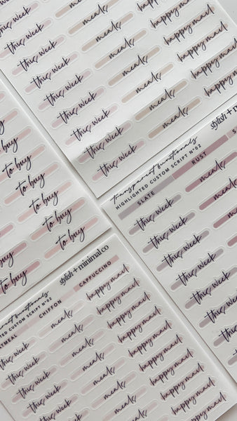 custom highlighted script Nº 4 sticker - pick your colors + text