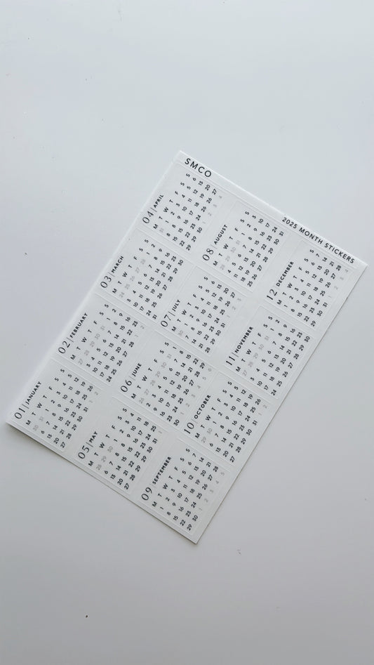 2026 monthly calendar stickers
