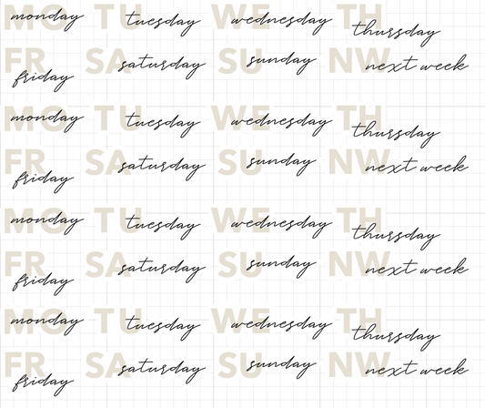 day of week stickers | dual script