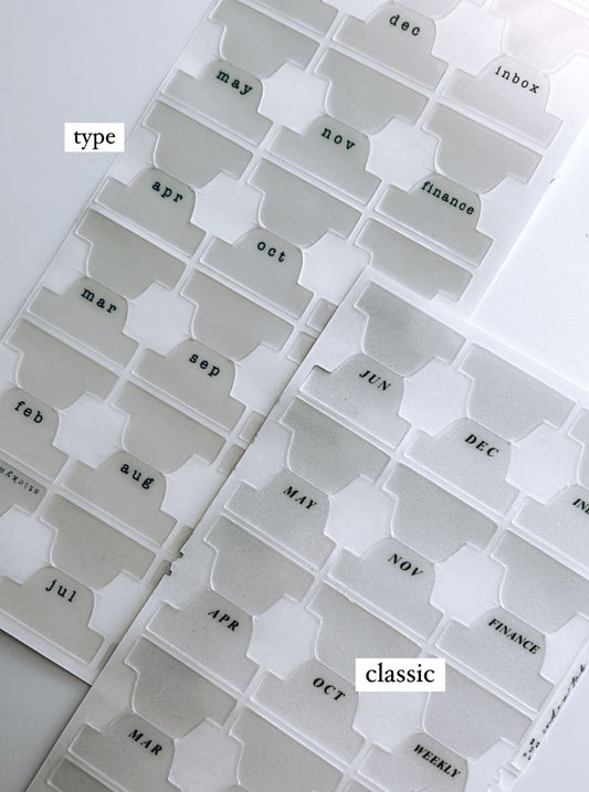 hobo WEEKS plastic index tabs - months abbreviated