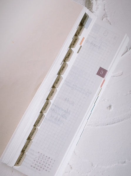 A5 hobo cousin plastic index tabs - months spelled out