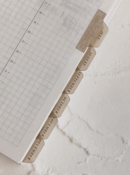 A5 hobo cousin plastic index tabs - months spelled out