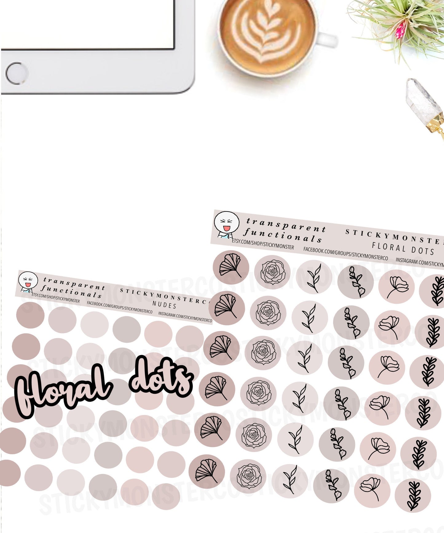 floral nude dots planner stationery stickers
