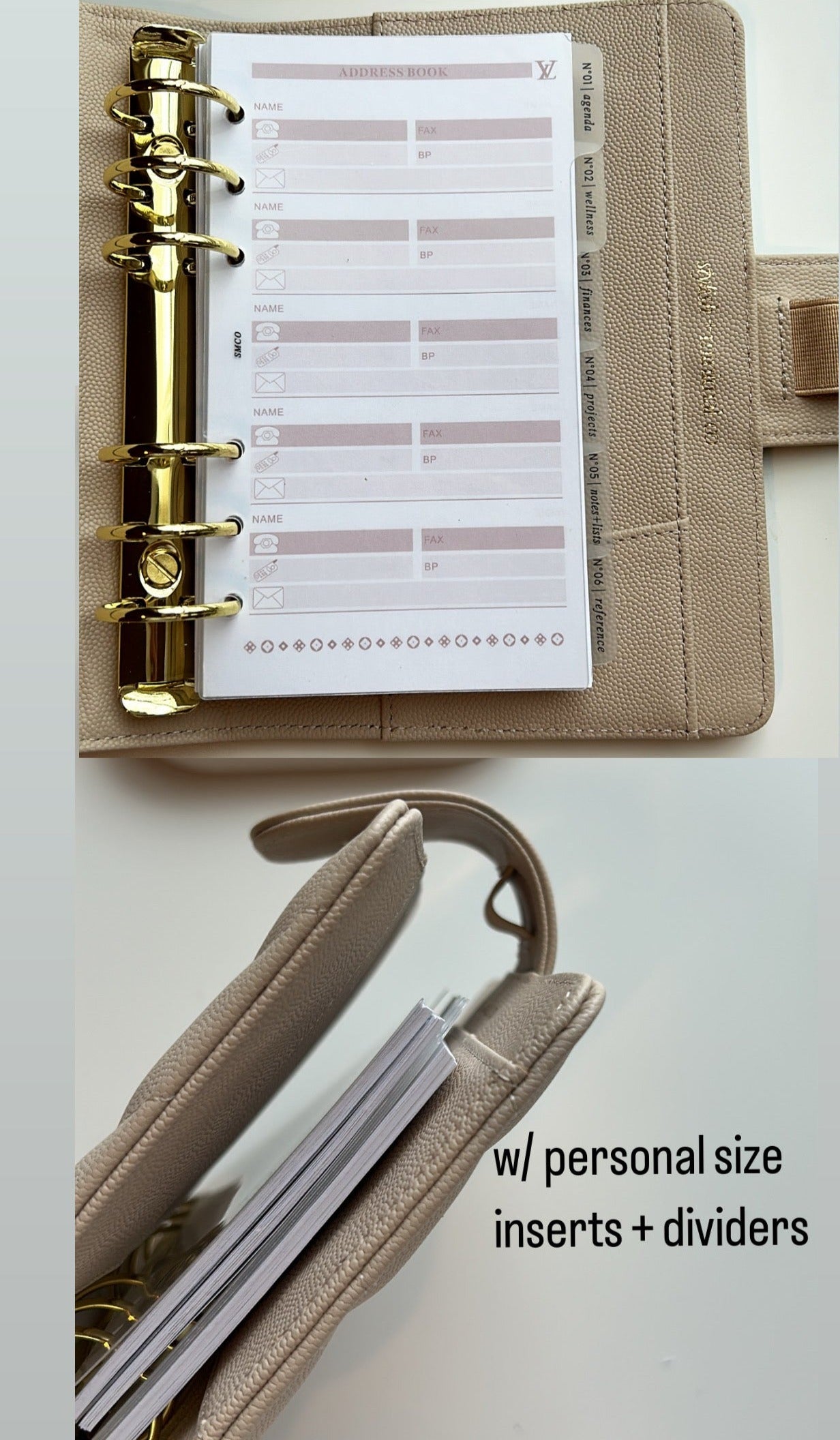 GLITCH beige caviar/suede PE/FCC planner - ALL SALES ARE FINAL