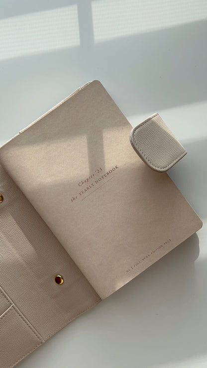 DE-RINGED B6 beige quilted caviar planner cover - snug fit