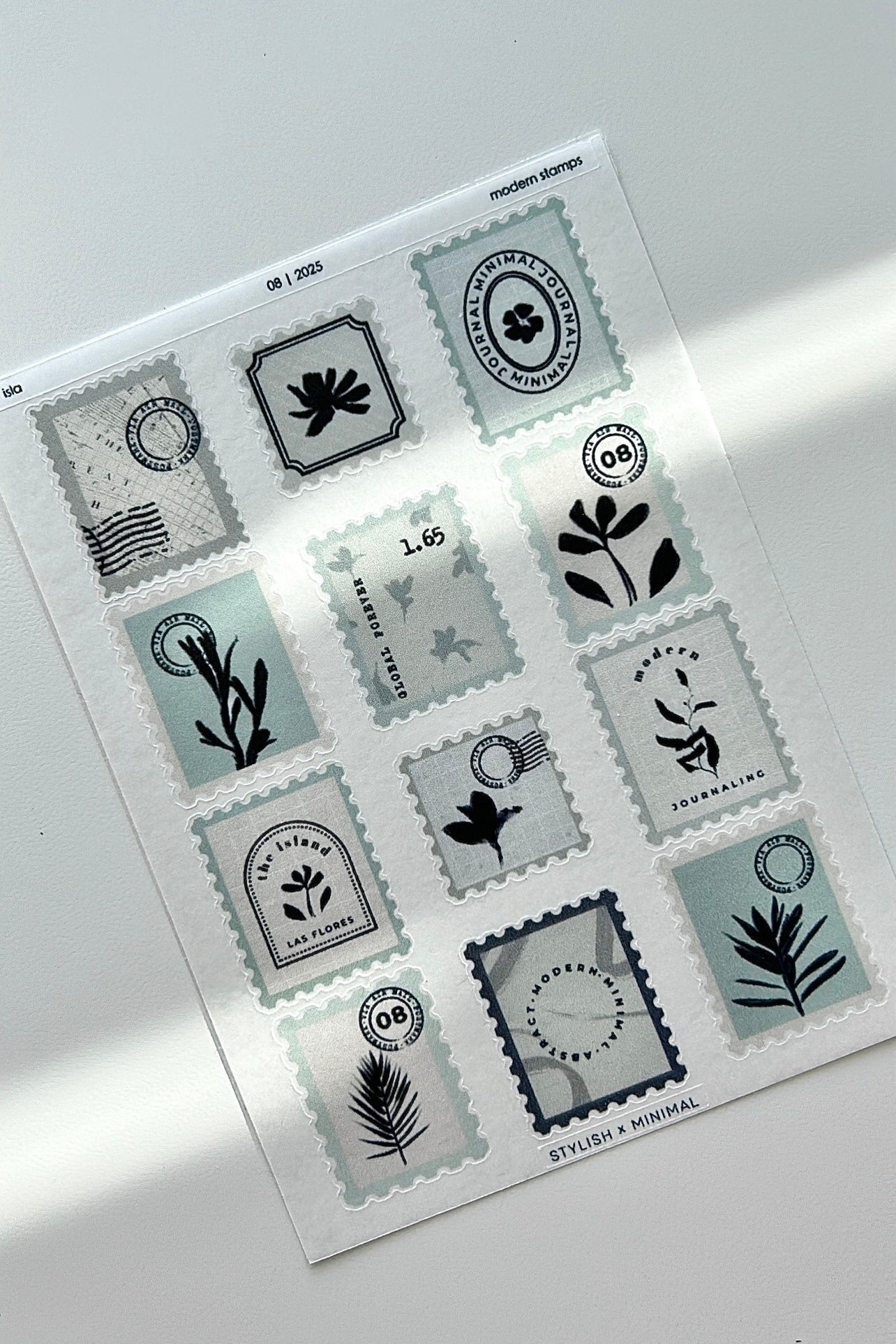 modern stamp sticker sheet