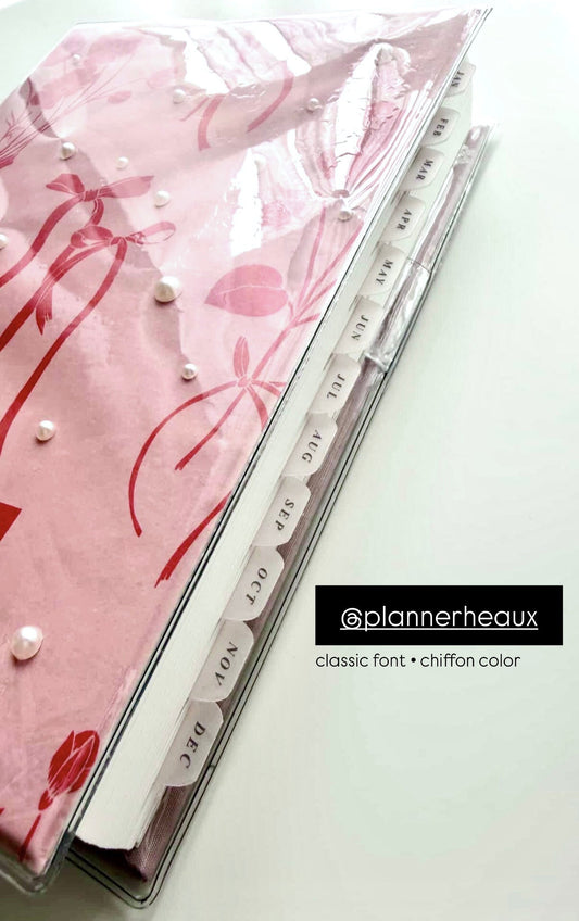 B6 plastic index tabs - months abbreviated