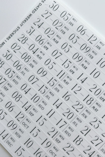 2026 dated weekly journaling stickers - mon start