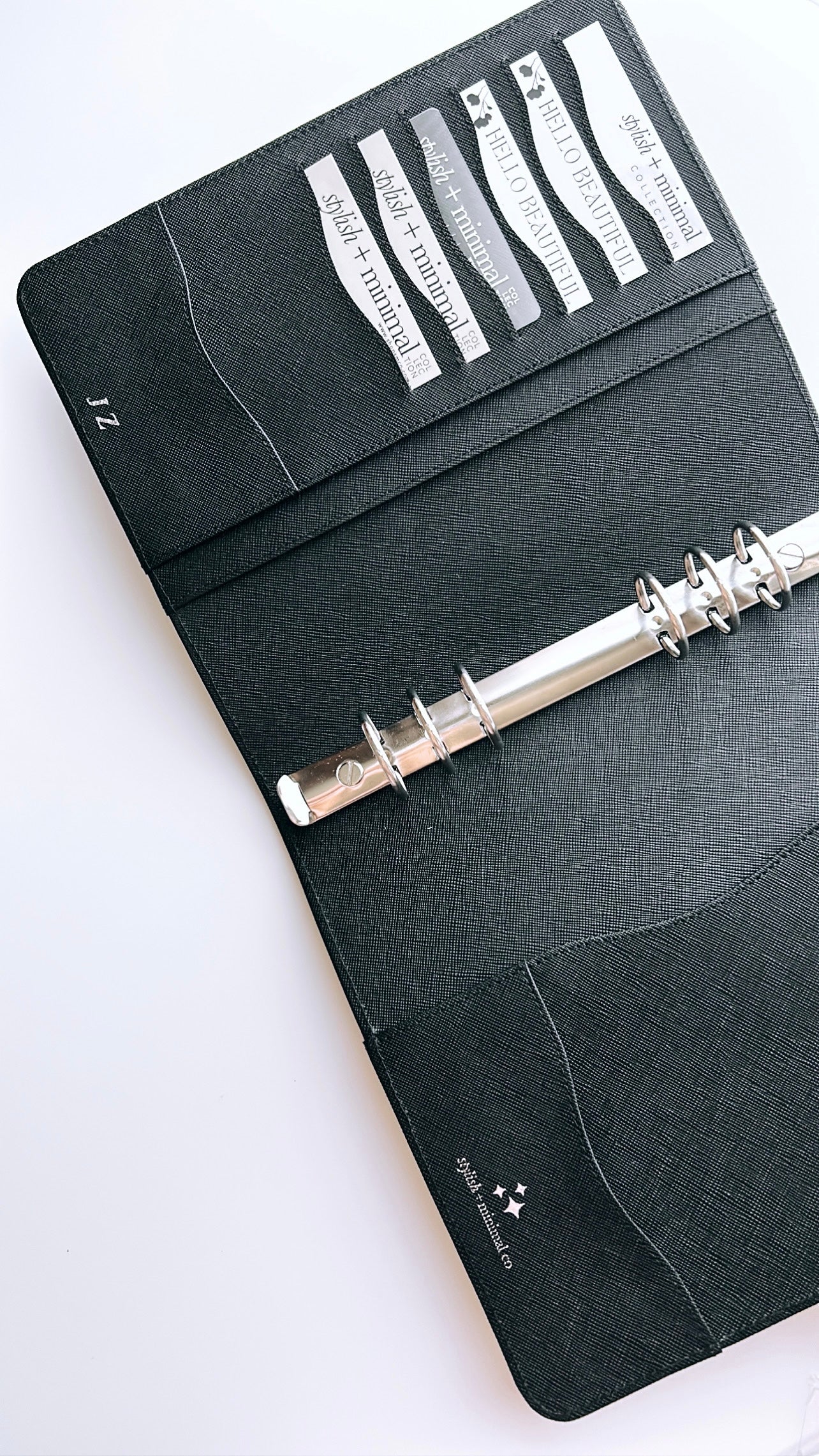 black A5 30mm rings - epi/saffiano genuine leather