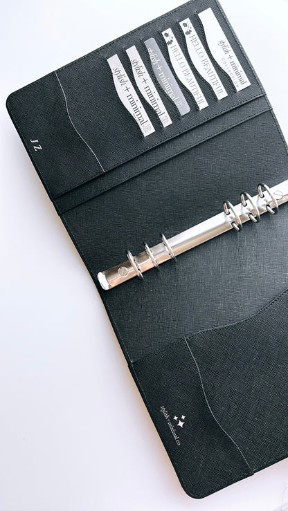 black A5 30mm rings - epi/saffiano genuine leather