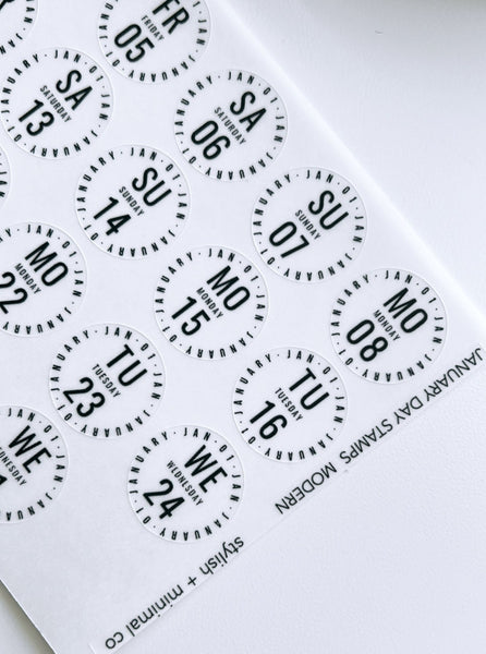 date stamp days stickers - modern