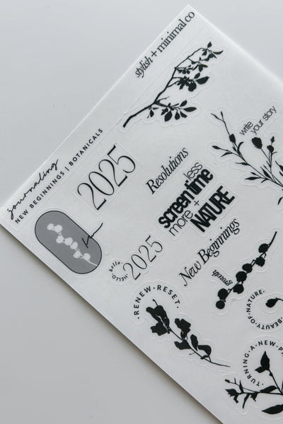 New Beginnings | Botanical journaling sticker sheet