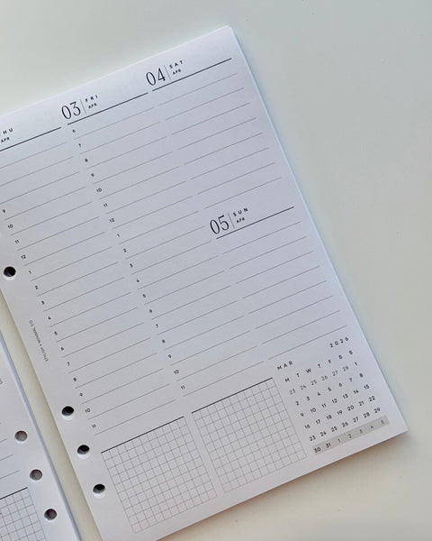 2026 vertical lined timeline Weekly DATED
