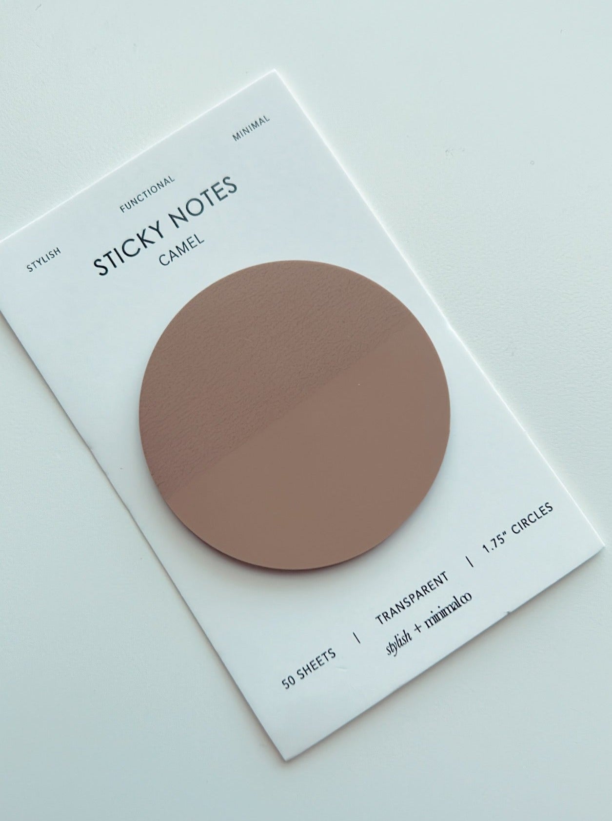 Camel circle transparent sticky notes – stylish + minimal co