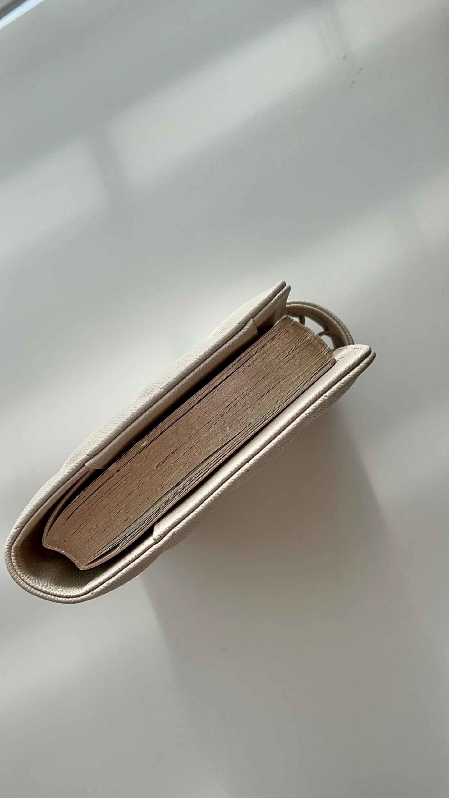 DE-RINGED B6 beige quilted caviar planner cover - snug fit