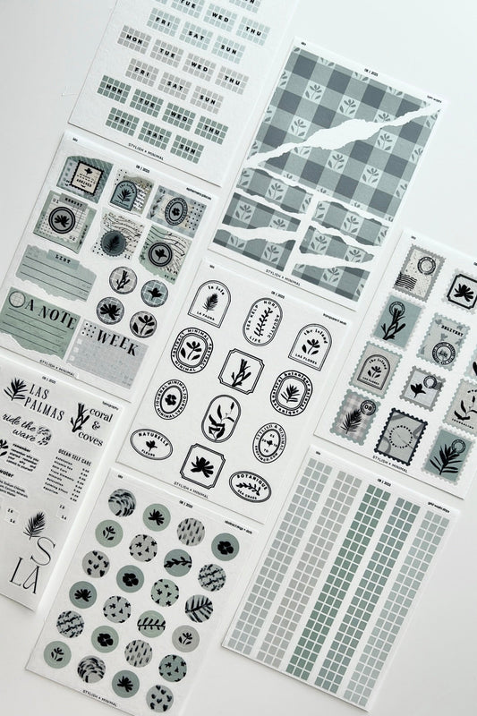 journal isla sticker kit - 8 sheet bundle