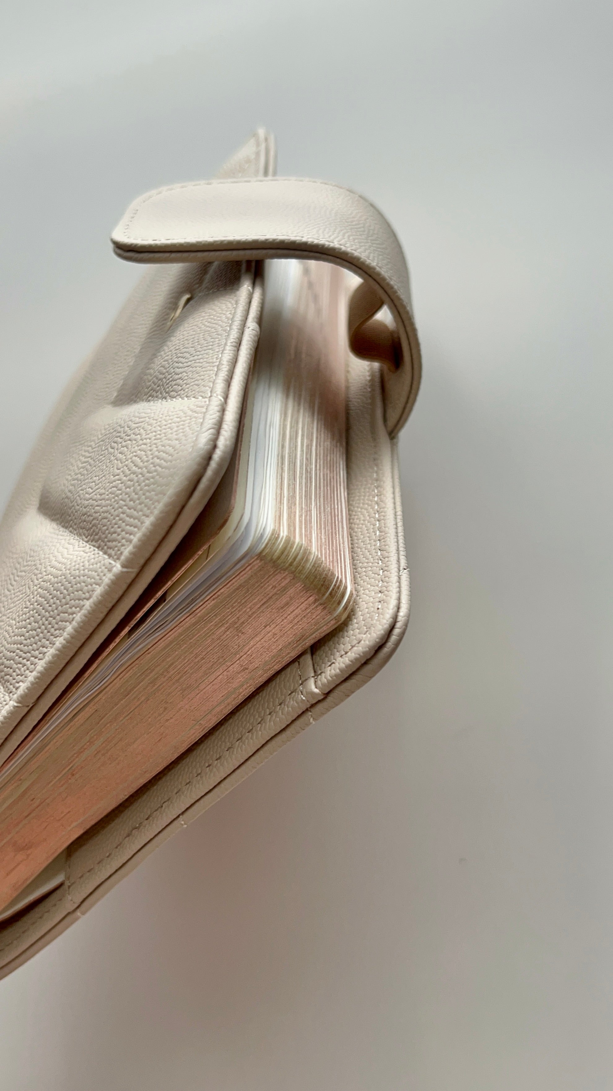 DE-RINGED B6 beige quilted caviar planner cover - snug fit