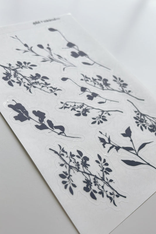 botanical shadows journaling sticker sheet