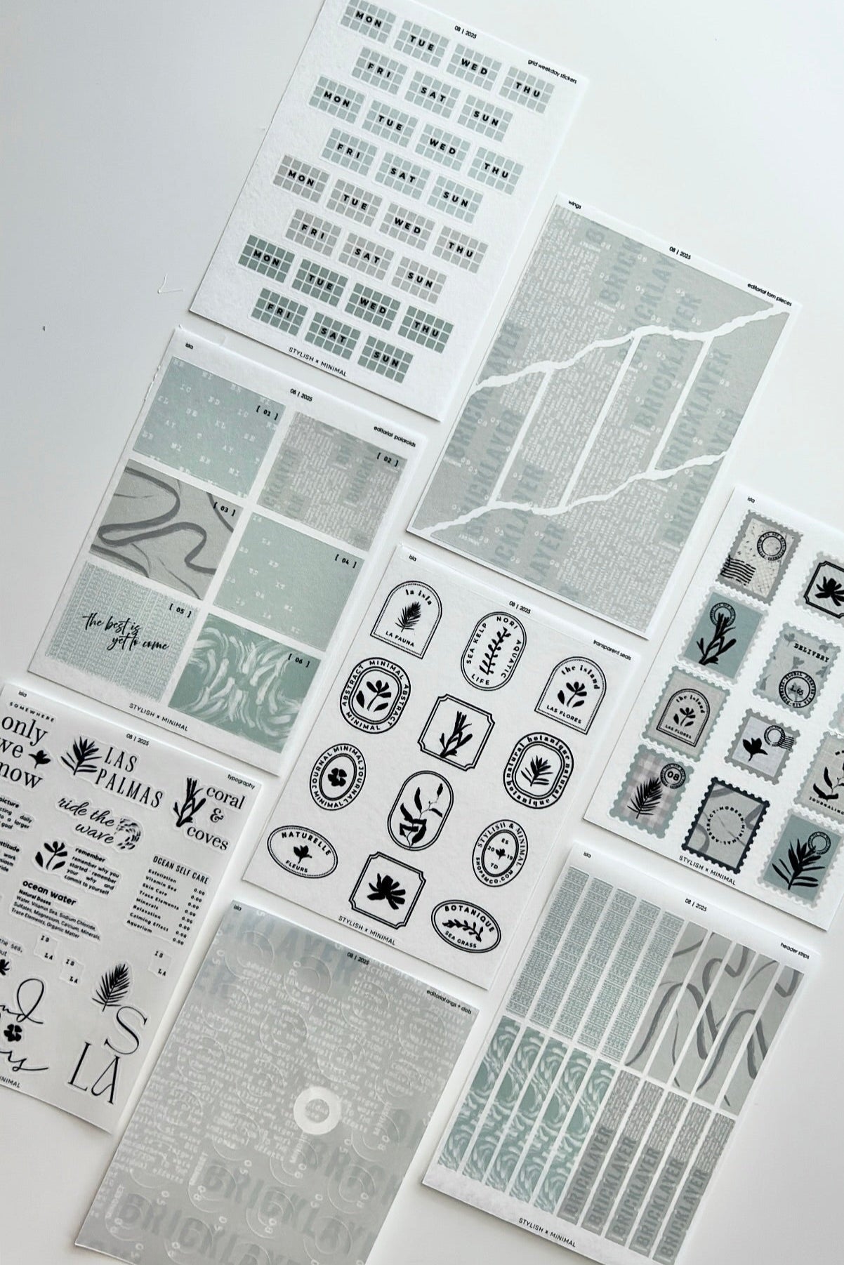 editorial isla sticker kit - 8 sheet bundle