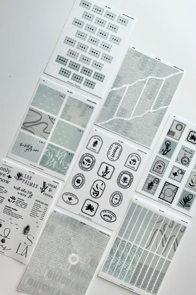 editorial isla sticker kit - 8 sheet bundle