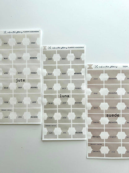 hobo WEEKS plastic index tabs - months abbreviated