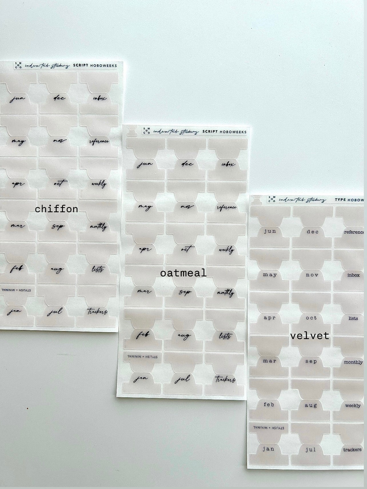 hobo WEEKS plastic index tabs - months abbreviated