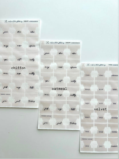 hobo WEEKS plastic index tabs - months abbreviated