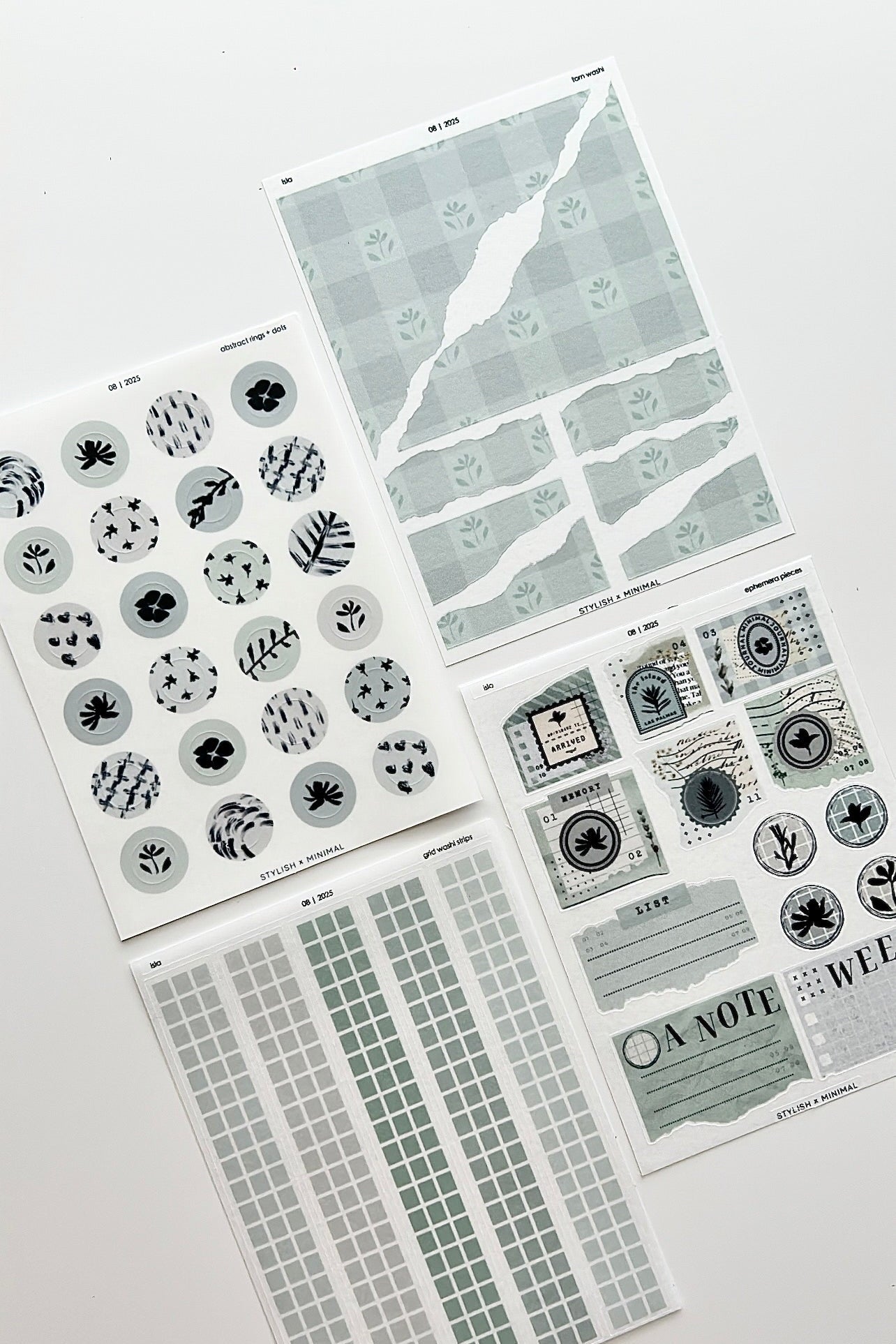 journal isla sticker kit - 8 sheet bundle