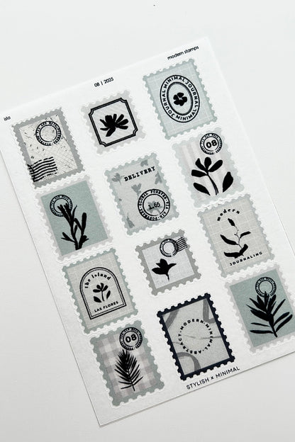 modern stamp sticker sheet