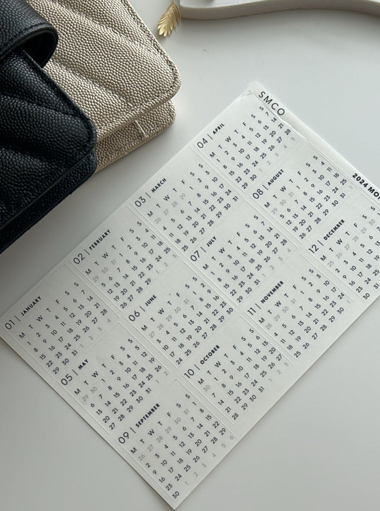 2024 monthly calendar stickers stylish + minimal co