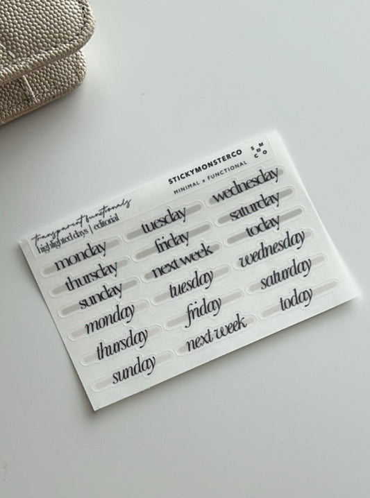 day of week stickers | editorial