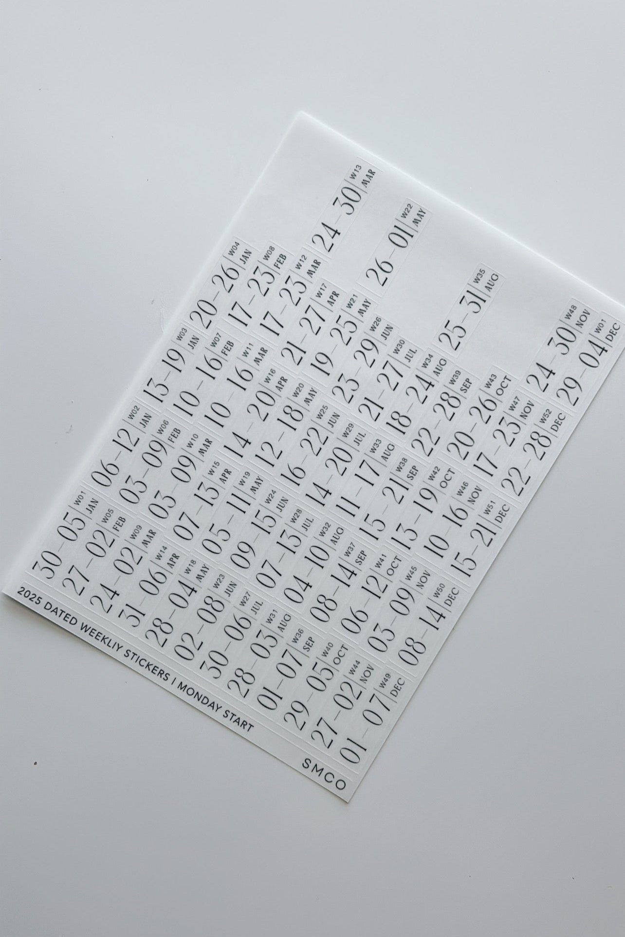 2026 dated weekly journaling stickers - mon start