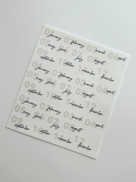 month stickers | dual script