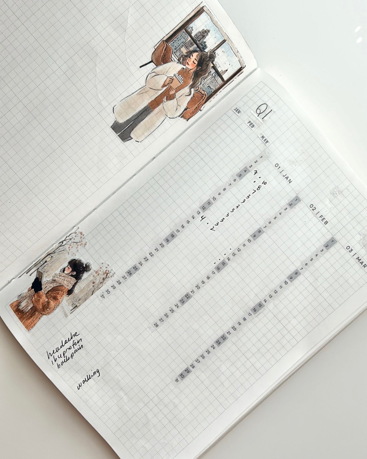 1-31 monthly tracker strip stickers