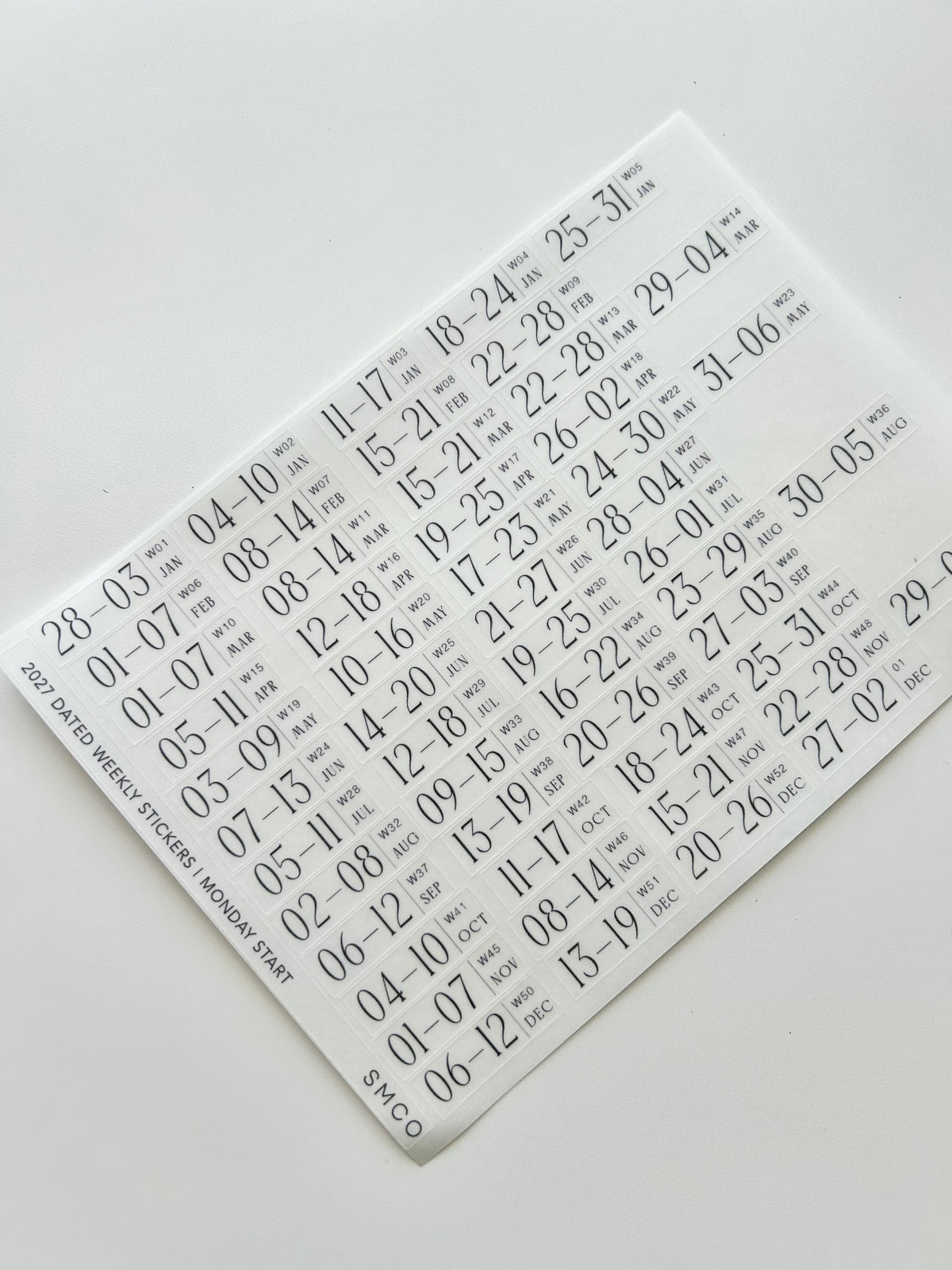 2027 dated weekly journaling stickers - mon start