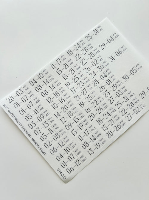 2027 dated weekly journaling stickers - mon start
