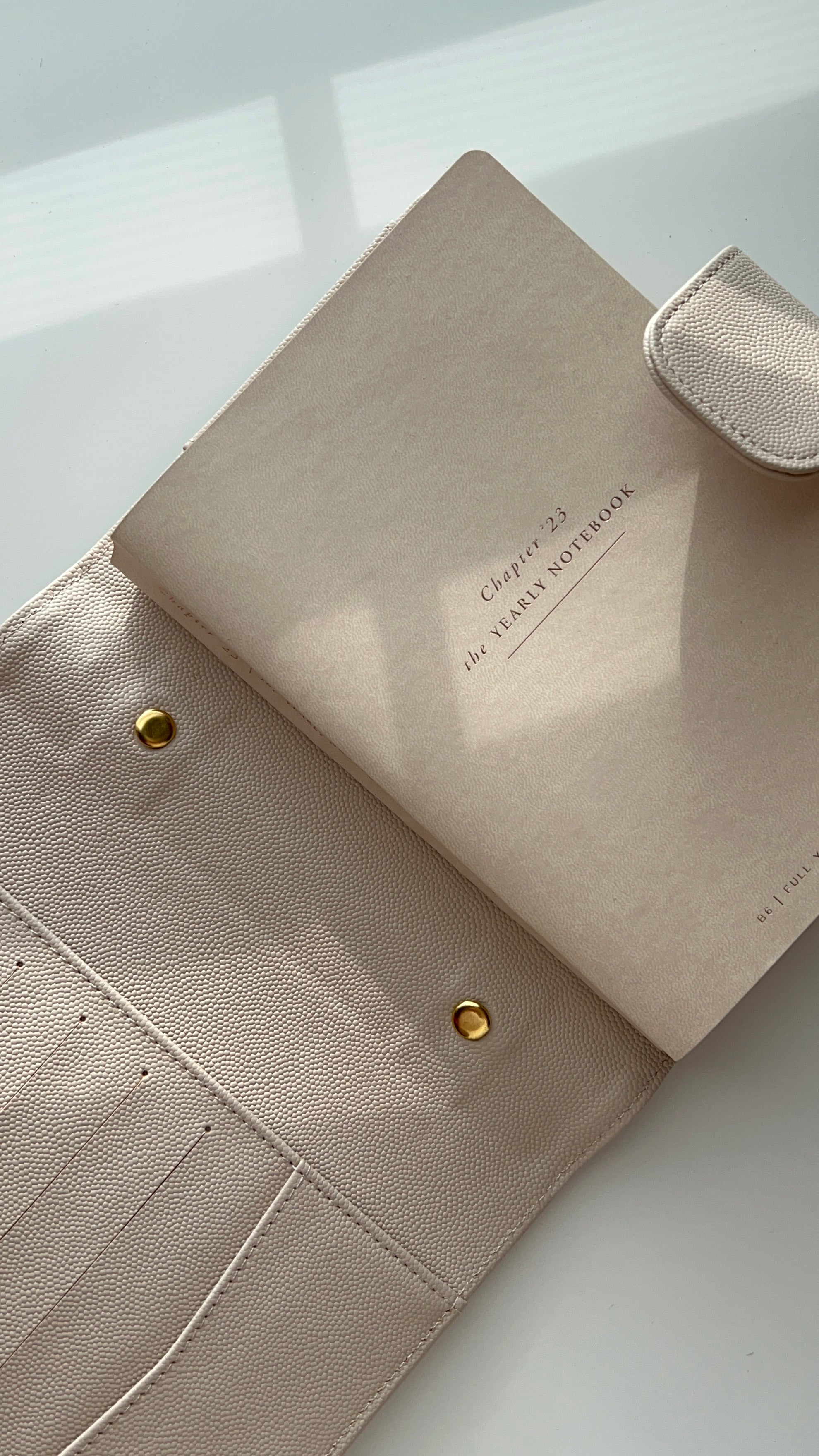 DE-RINGED B6 beige quilted caviar planner cover - snug fit