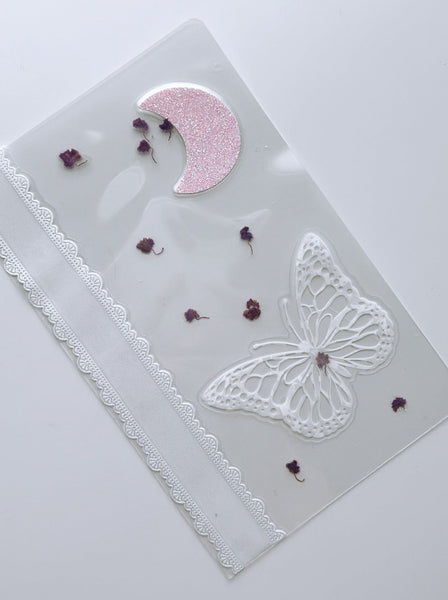 Holo White Butterfly + Lace floral custom dashboard