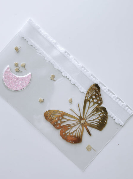 Gold Butterfly + Lace floral custom dashboard