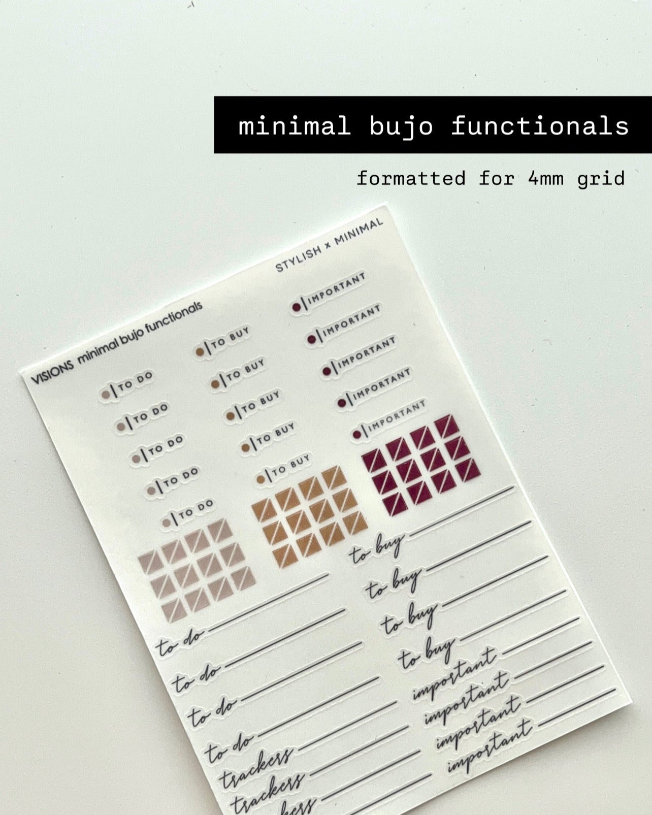 minimal bujo section headers | visions nov kit