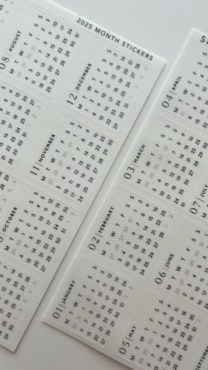 2026 monthly calendar stickers