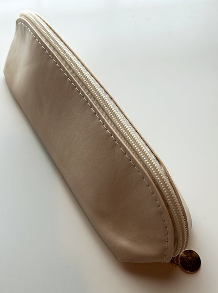 beige pu pencil bag