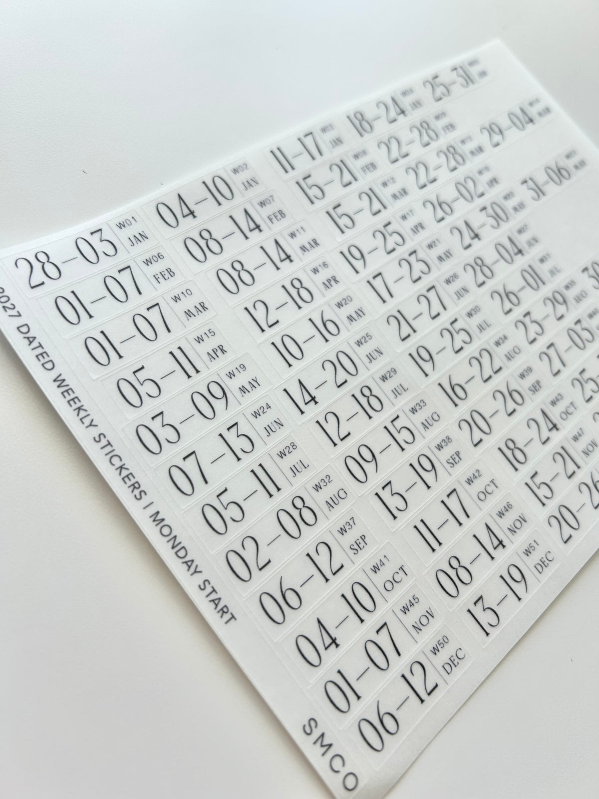 2027 dated weekly journaling stickers - mon start